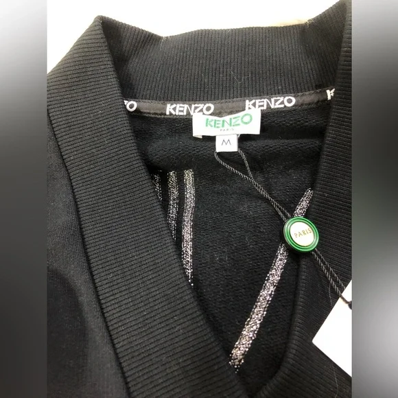 NWT Kenzo Logo V Neck Black Dress Sweatshirt - Picture 8 of 10